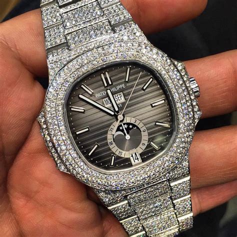 patek philippe black iced out|Patek Philippe nautilus diamond bezel.